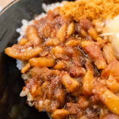 Taiwanese snacks of Chinese braised pork on rice