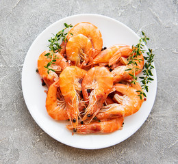Shrimps on a plate
