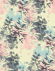 bamboo forest seamless tile in ivory pink ink