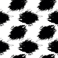 Brush strokes seamless pattern. Hand-drawn black and white vector illustration.