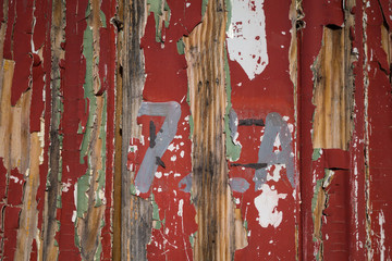 Rustic red paint peeling
