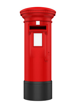 Red England Post Box Isolated