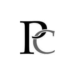 PC letters logo, Letter P and letter C icon