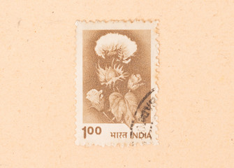 INDIA - CIRCA 1970: A stamp printed in India shows a flower, circa 1970