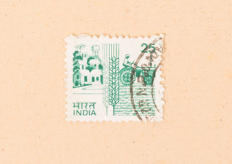 INDIA - CIRCA 1970: A stamp printed in India shows agriculture in india, circa 1970