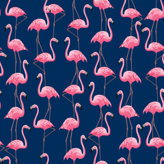 vector seamless realistic flamingo pattern