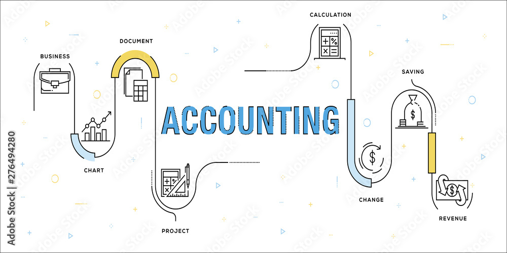 Poster accounting vector concept and infographic design elements in linear style