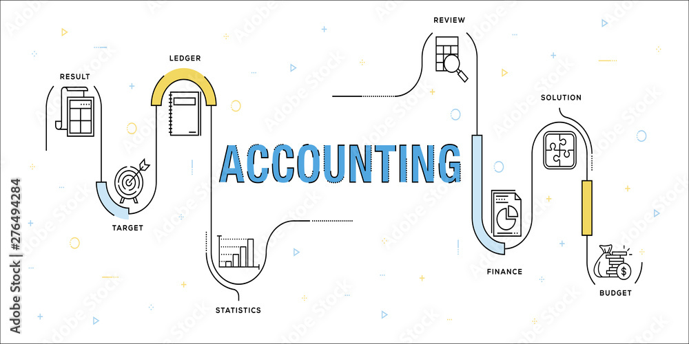 Poster accounting vector concept and infographic design elements in linear style