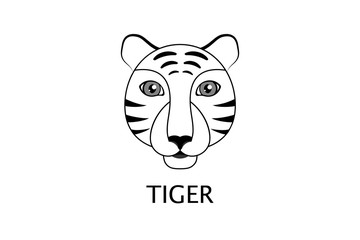 Black and white vector tiger logo icon isolated on white background