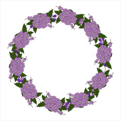 Vector greeting card with floral wreath. Birthday card, birthday and other holiday. Hand drawn illustration
