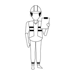 Warehouse worker logistics job concept in black and white