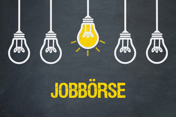 Jobbörse / Tafel mit Glühbirnen