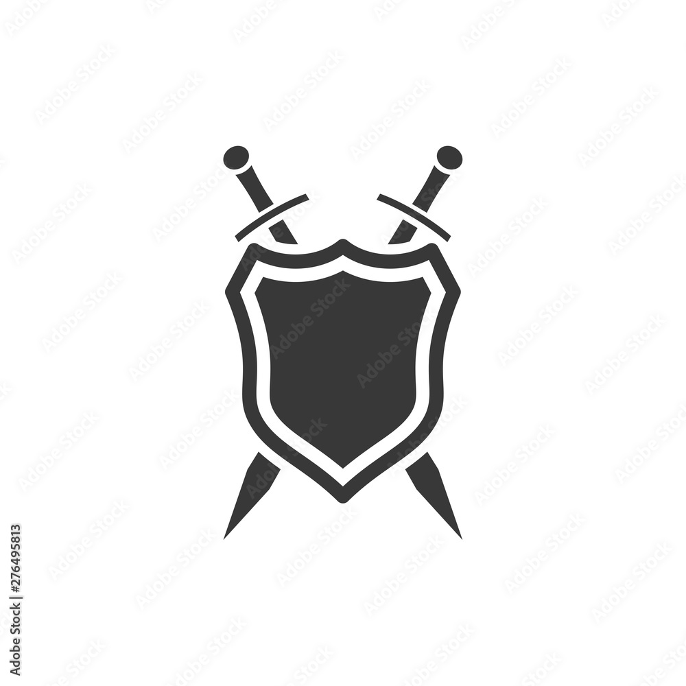 Fototapete shield icon template black color editable. sword conception with shield symbol vector sign isolated on white background. Simple logo vector illustration for graphic and web design.