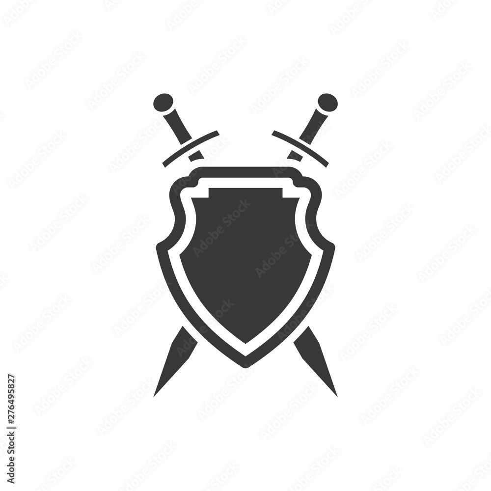 Leinwandbilder shield icon template black color editable. sword conception with shield symbol vector sign isolated on white background. Simple logo vector illustration for graphic and web design.