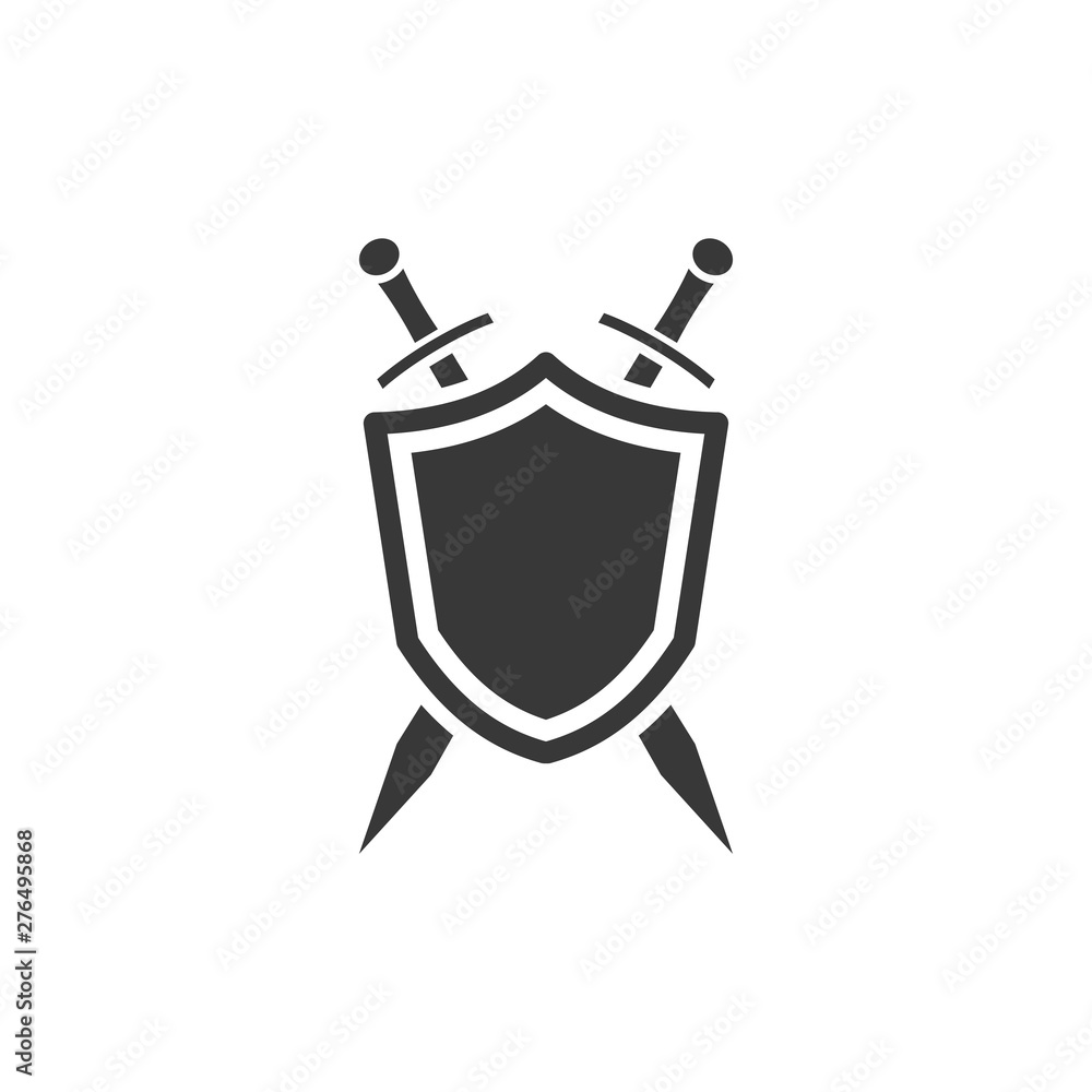 Fototapete shield icon template black color editable. sword conception with shield symbol vector sign isolated 