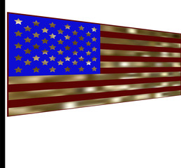 American flag stylized with golden elements. For the holiday of independence day of America. Vector illustration.