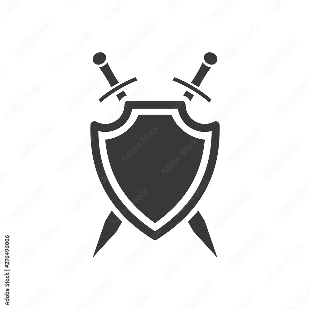 Leinwandbilder shield icon template black color editable. sword conception with shield symbol vector sign isolated on white background. Simple logo vector illustration for graphic and web design.