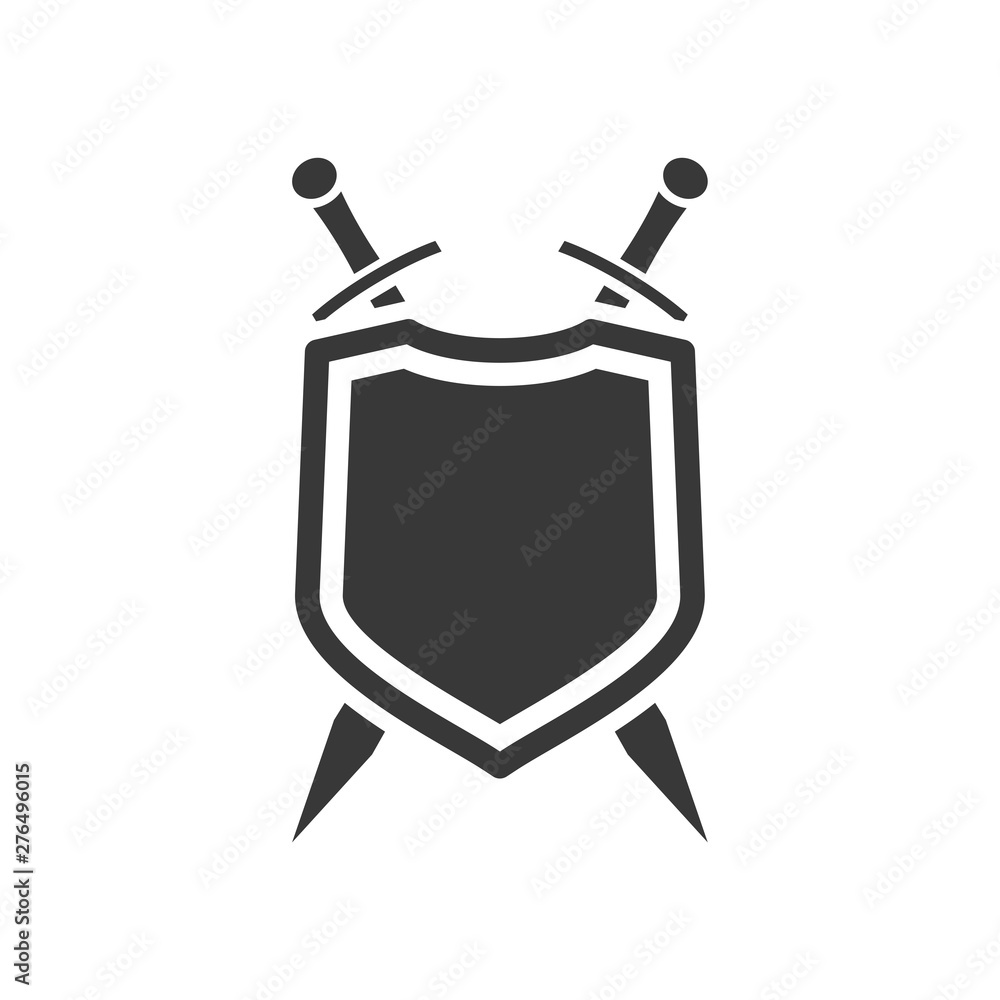 Fototapete shield icon template black color editable. sword conception with shield symbol vector sign isolated 
