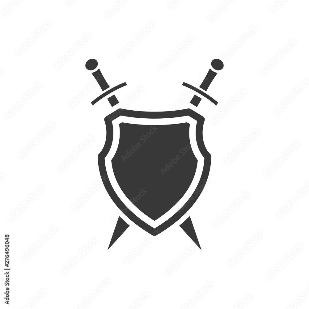 Fototapete shield icon template black color editable. sword conception with shield symbol vector sign isolated on white background. Simple logo vector illustration for graphic and web design.