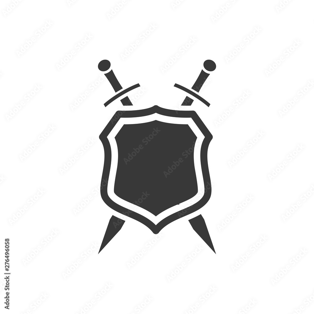 Leinwandbilder shield icon template black color editable. sword conception with shield symbol vector sign isolated 