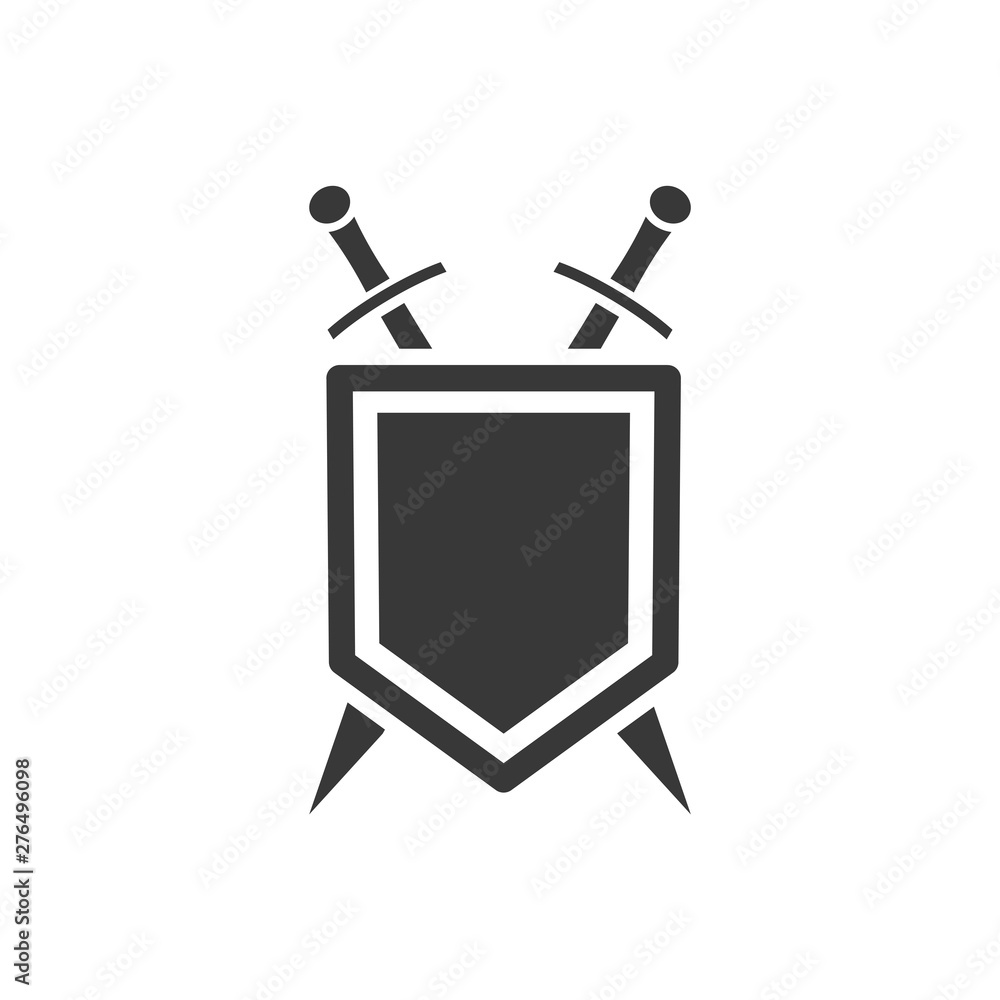 Leinwandbilder shield icon template black color editable. sword conception with shield symbol vector sign isolated 