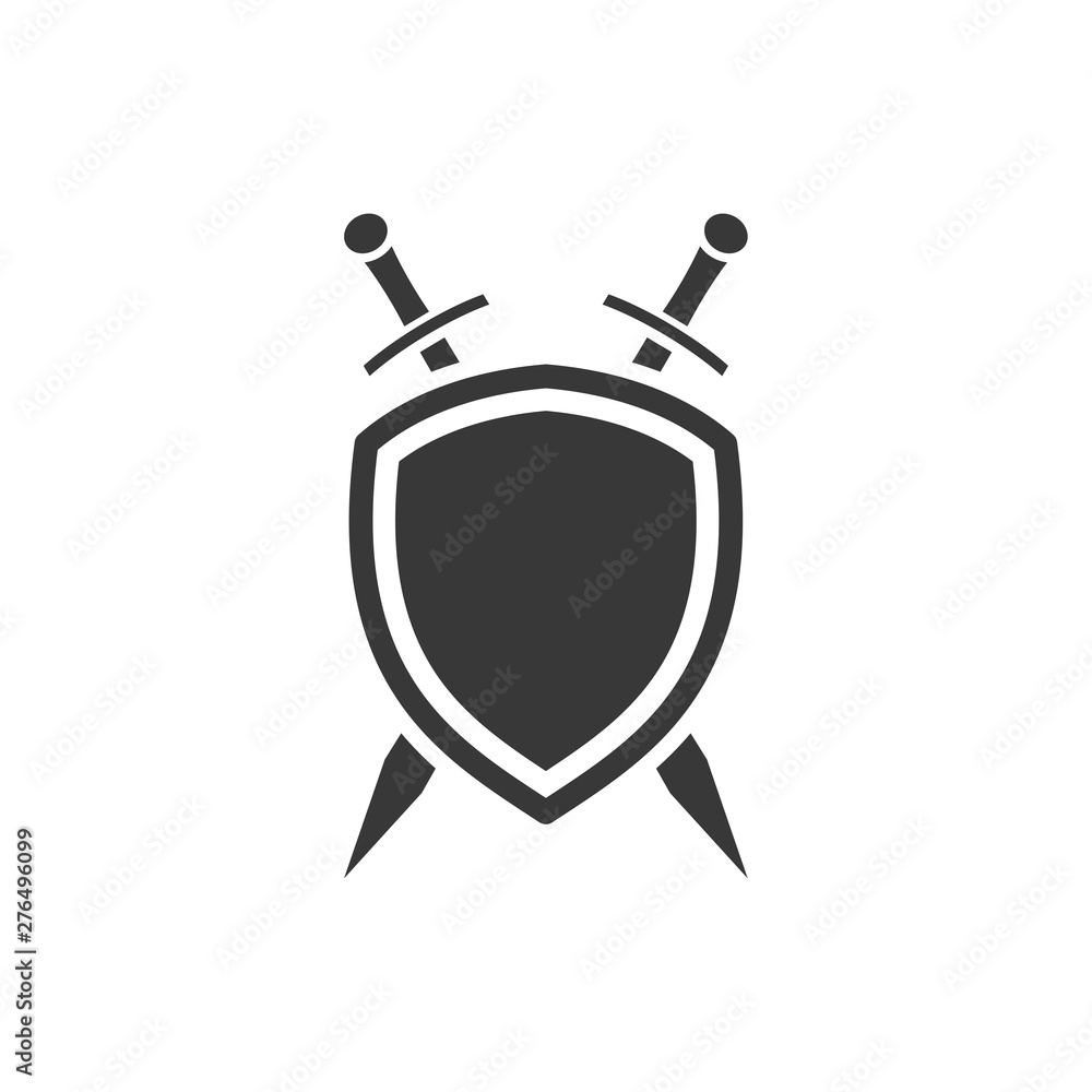 Leinwandbilder shield icon template black color editable. sword conception with shield symbol vector sign isolated on white background. Simple logo vector illustration for graphic and web design.