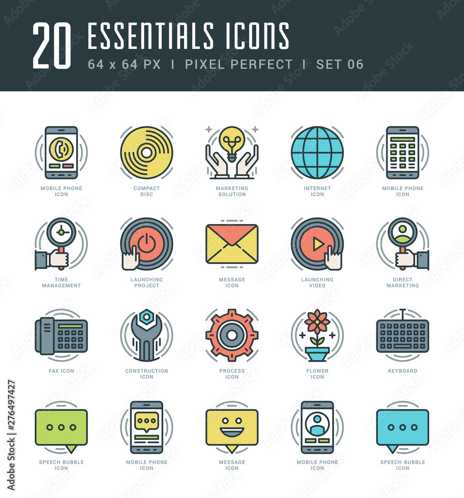 Poster line icons set trendy modern flat thin linear stroke vector essentials objects concept.