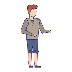 Young man faceless avatar with casual clothes blue lines