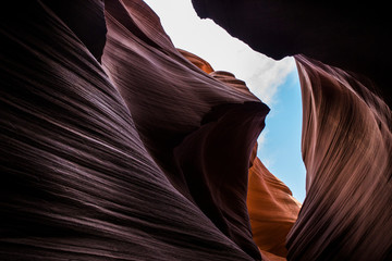 glimpse of blue sky Antelope Canyon Arizona on Navajo land near Page,Arizona, Utah, United states of America,  © _chastar_