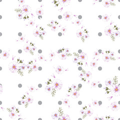 Field of white chamomile, great design for any purposes. Abstract bouquet design. Retro style.