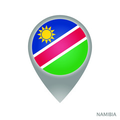 Fototapeta premium Map pointer with flag of Namibia. Colorful pointer icon for map. Vector Illustration.