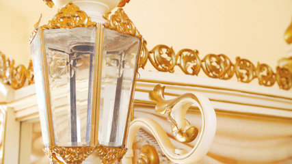 Elegant horse carriage lamp close-up