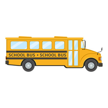 Yellow School Bus. Vector Flat Color Illustration.