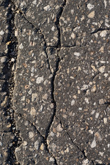 Macro texture of old cracked asphalt