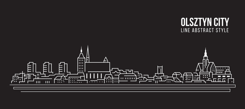 Cityscape Building Line art Vector Illustration design - Olsztyn city