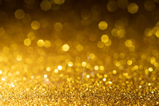 Gold Sparkle Glitter Abstract Bokeh Background Christmas