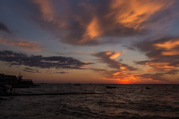 Naklejka premium beautiful sunrise summer morning on the Azov Sea