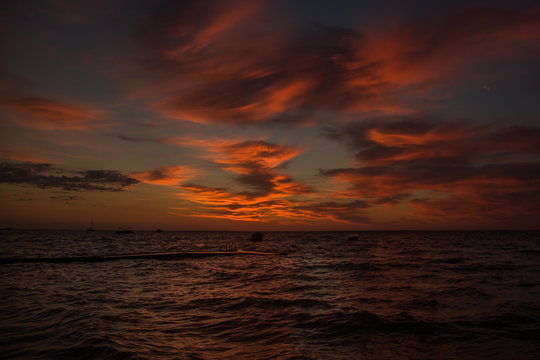 beautiful sunrise summer morning on the Azov Sea
