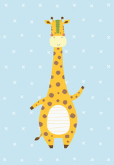 Cute and sweet giraffe. Vector illustration in a scandinavian style. Cute and funny poster.