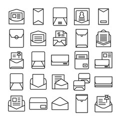 envelope, mail and letter icons set