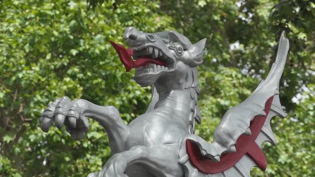 A sculpture of the dragon - arm of London.