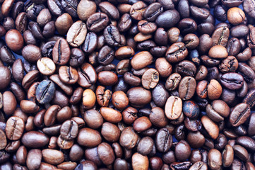 coffee beans on the table texture background