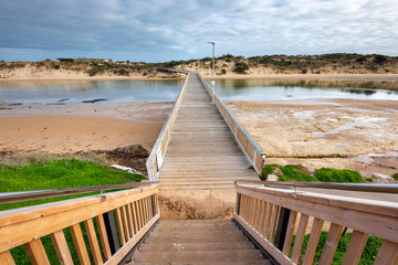 The footbridge broadwalk over the onkaparinga river at south port noarlunga south australia on 3rd July 2019