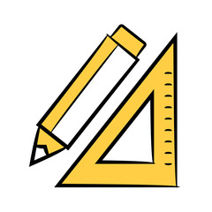 pencil and ruler yellow color design theme