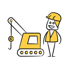 engineer and hoist equipment yellow doodle design