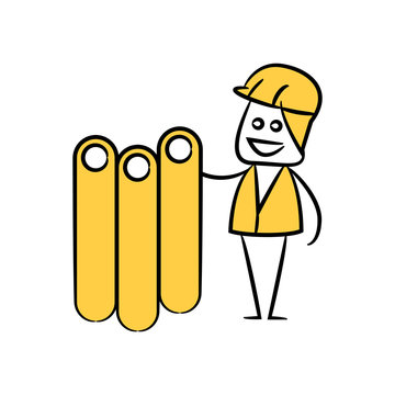 engineer and pipe yellow doodle design