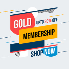 Sale banner. Gold membership. Vector illustration. Concept advertising.