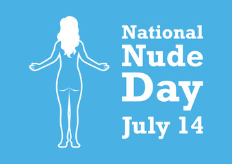 National Nude Day vector. Woman silhouette vector. Woman back vector. National Nude Day Poster, July 14. Important day