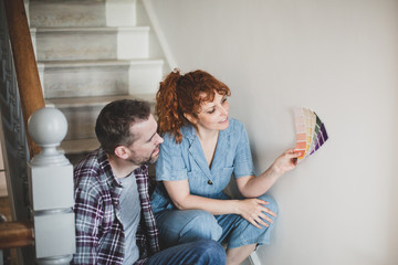 Couple choosing paint colors