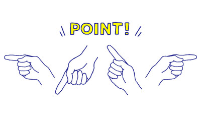 Obraz premium 指差す手ネイビー黄色セット（シンプル）